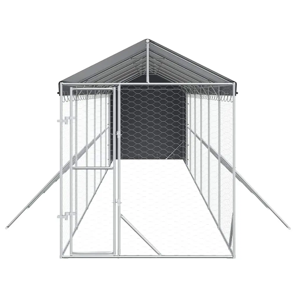 Galvanised Steel Outdoor Dog Kennel with Roof 2x14x2.5 m