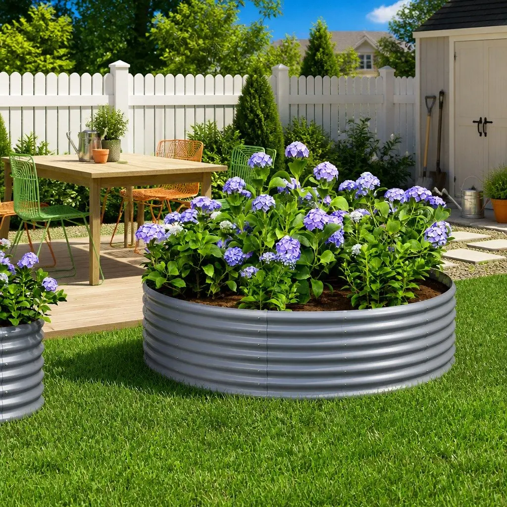 Garden Raised Bed Planter Box Grey 140x140x36cm