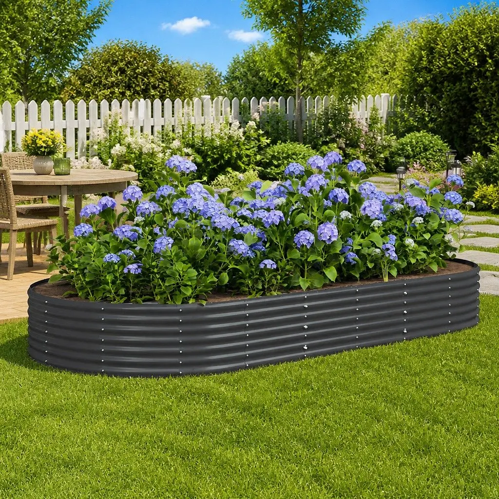 Anthracite Galvanised Steel Garden Raised Bed 296x140x36cm