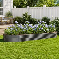 Durable Grey Galvanised Steel Raised Garden Bed Planter Box