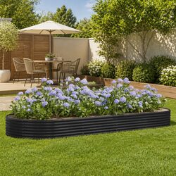 Durable Anthracite Galvanised Steel Garden Raised Bed