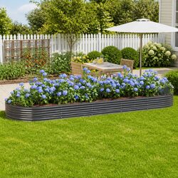 Galvanised Steel Raised Garden Bed for Plants and Flowers