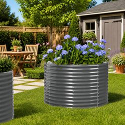 Grey Galvanised Steel Raised Garden Bed for Vegetables