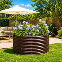 Durable Brown Garden Raised Bed 140x140x68cm