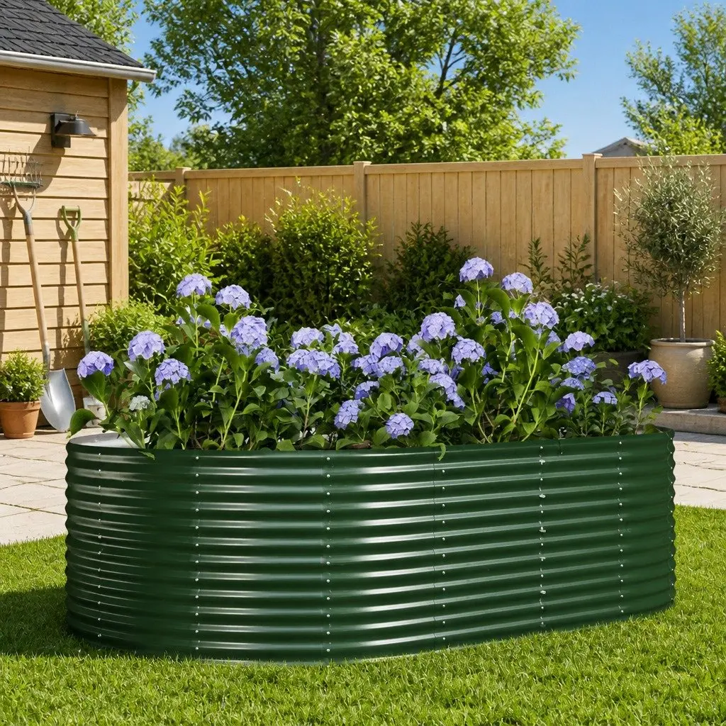 Green Raised Garden Bed 212x140x68cm Steel Planter