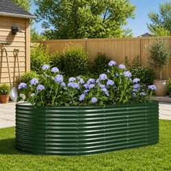 Durable Green Raised Garden Bed 212x140x68cm Steel Planter
