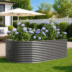 Durable Raised Garden Bed Grey Galvanised Steel Frame