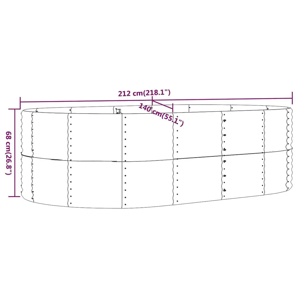 Garden Raised Bed Planter Galvanised Steel 212x140x68 cm Silver