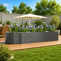 Garden Raised Bed Planter Box Grey Galvanised Steel Frame Outdoor Vegetable