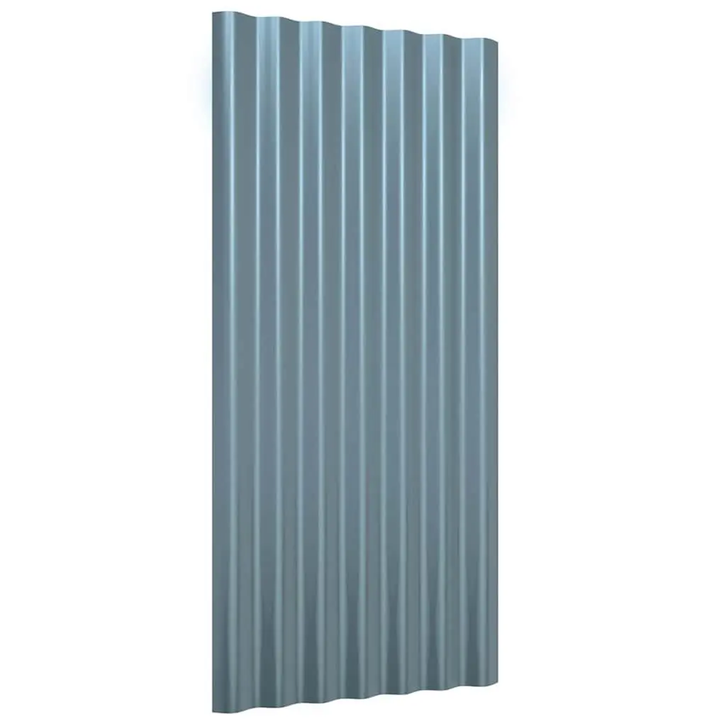 Metal Roof Panels Galvanised Steel 80 x 36 cm Grey 36 Piece Corrugated Ribbed Sheets Outdoor Roofing