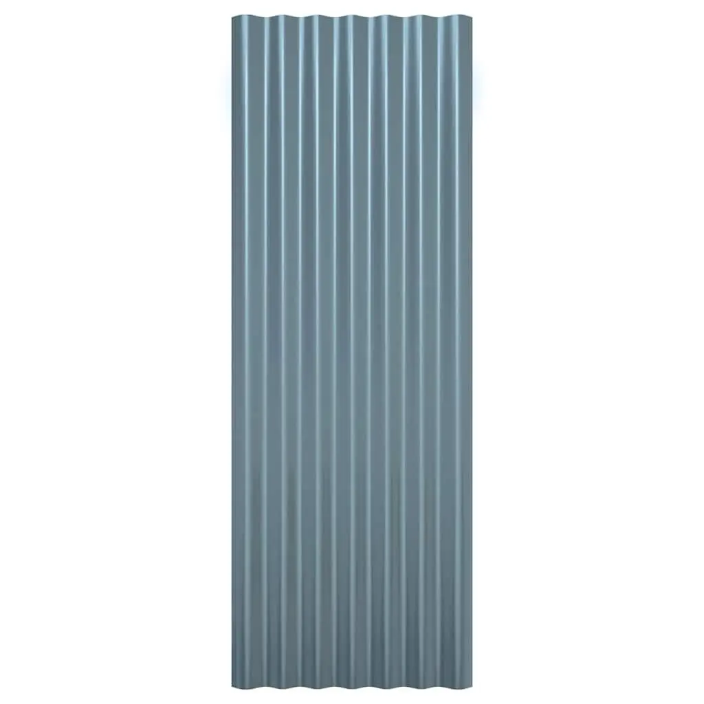 Metal Roof Panels Galvanised Steel 100x36cm Grey 12 Piece