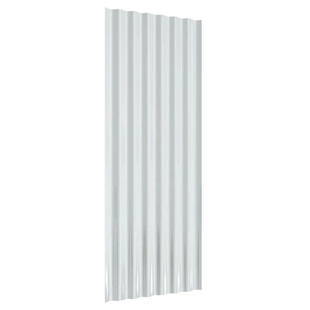 Metal Roof Panels Galvanised Steel 100x36cm Grey 12 Piece