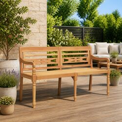 150cm Teak Wooden Outdoor Bench with Curved Armrests