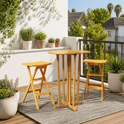 Stylish Folding Bar Table in Solid Teak Wood