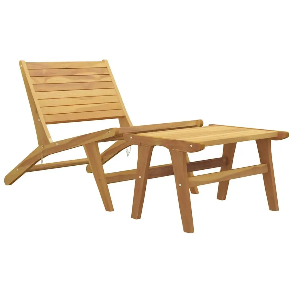 Solid Teak Wood Garden Chair with Detachable Footrest