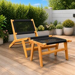 Foldable Teak Garden Chair with Detachable Footrest