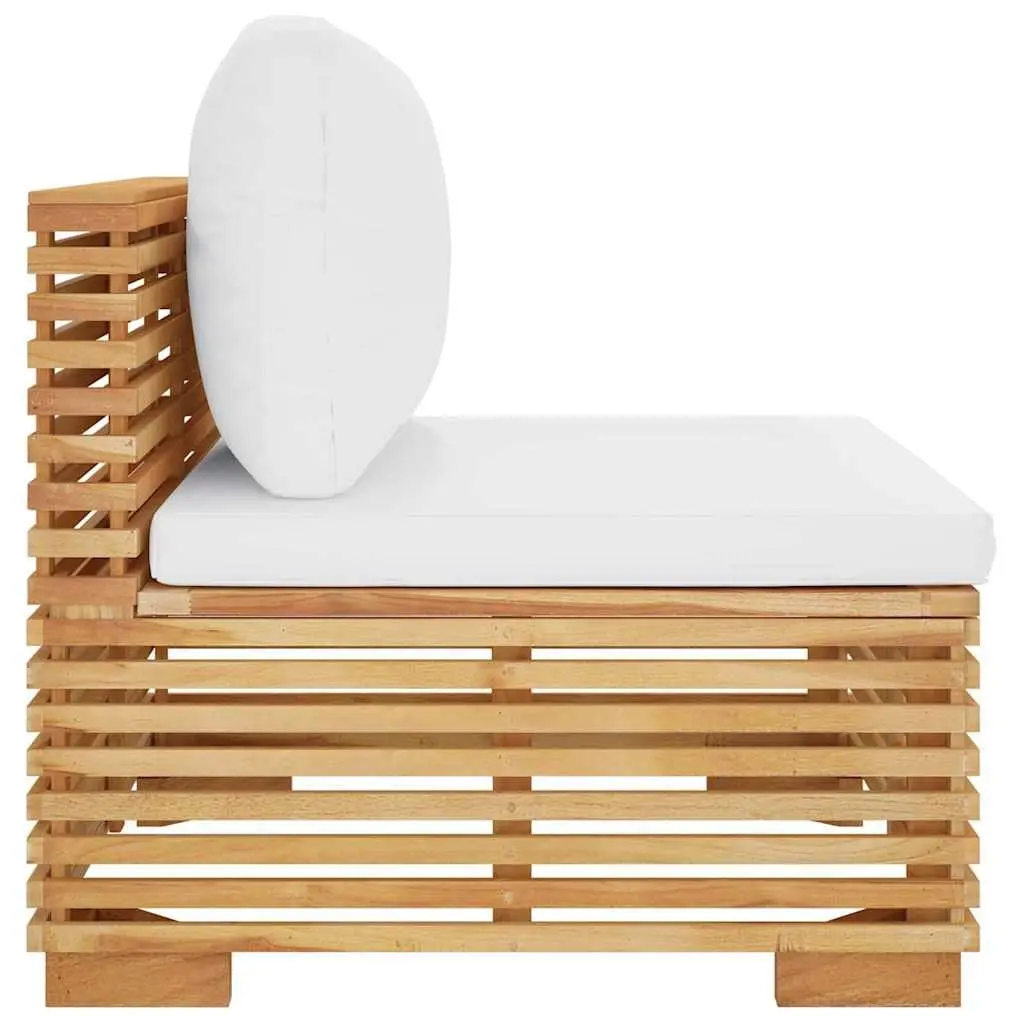Middle Sofa Solid Teak Wood Cream Cushions Outdoor Garden Patio Sectional Unit