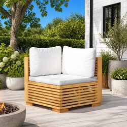 Sturdy Outdoor Corner Sofa Sectional with Cream Cushions