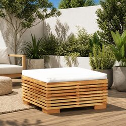 Teak Wood Outdoor Footrest Ottoman with Cushion