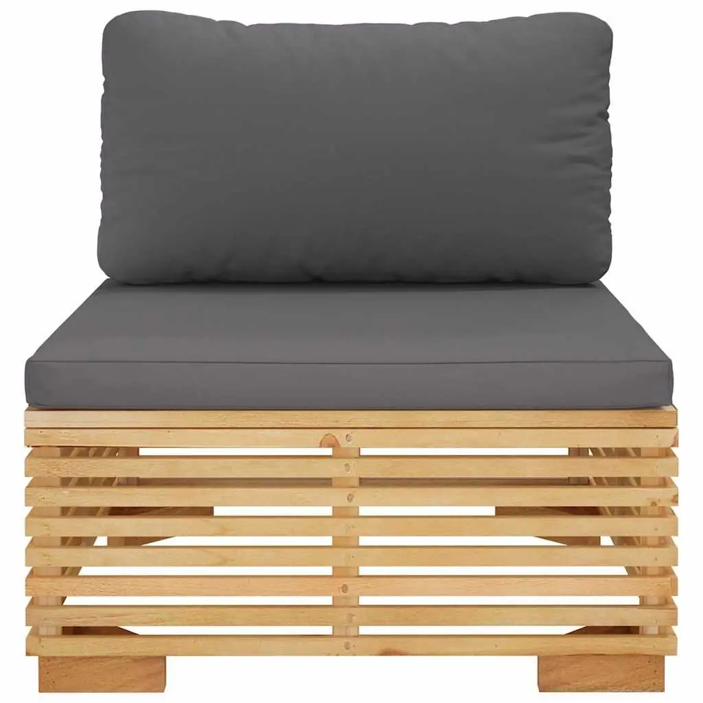 Garden Middle Sofa Outdoor Sectional Unit Teak Wood Patio Seat Dark Grey