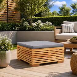 Footrest Ottoman for Outdoor Sectional Sofa in Teak Wood