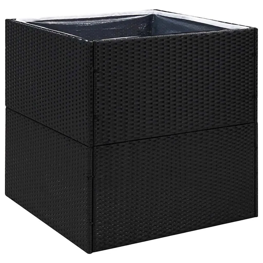 Garden Planter Box Poly Rattan 80x80x80 cm Black