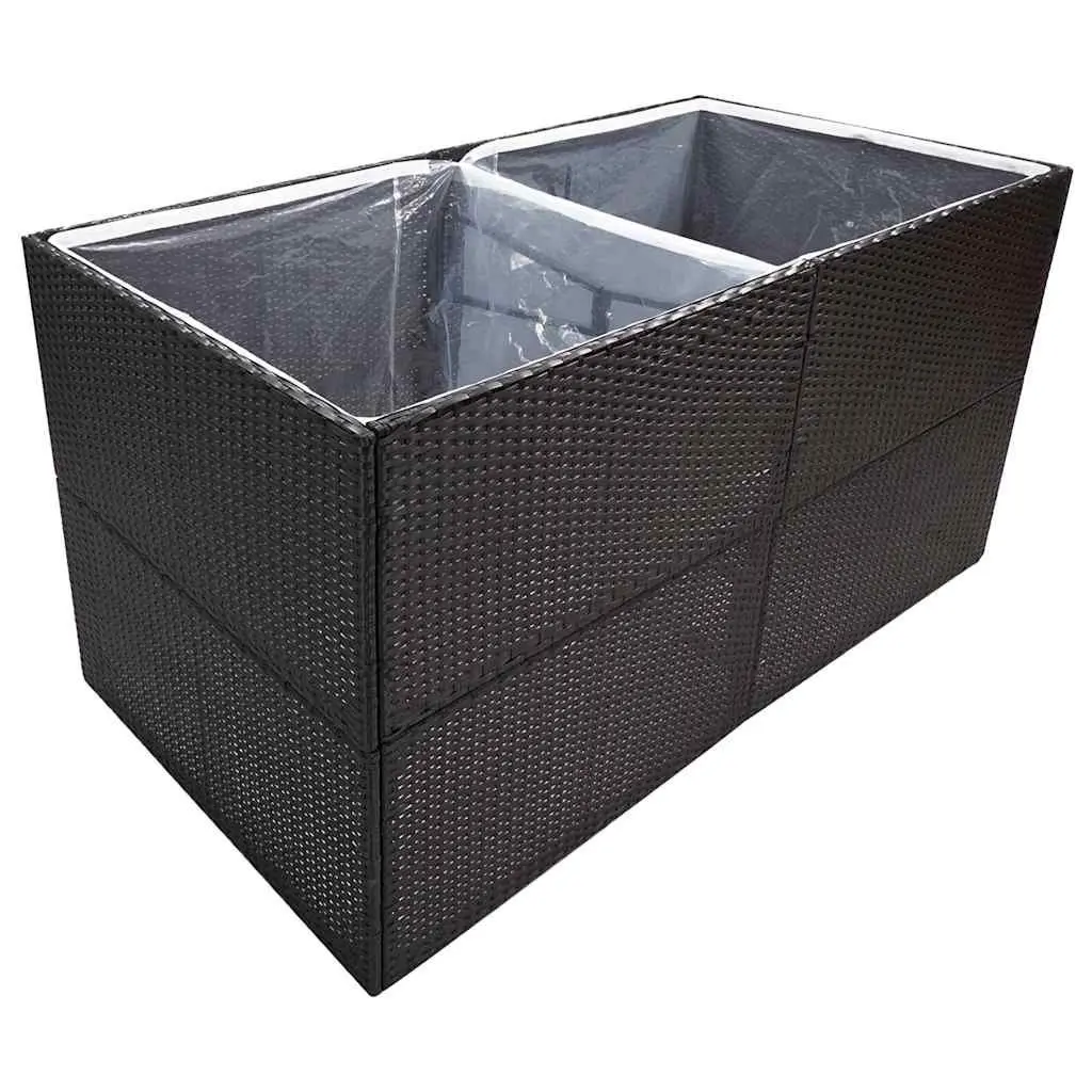 Garden Planter Box PE Rattan 157x80x80cm Black