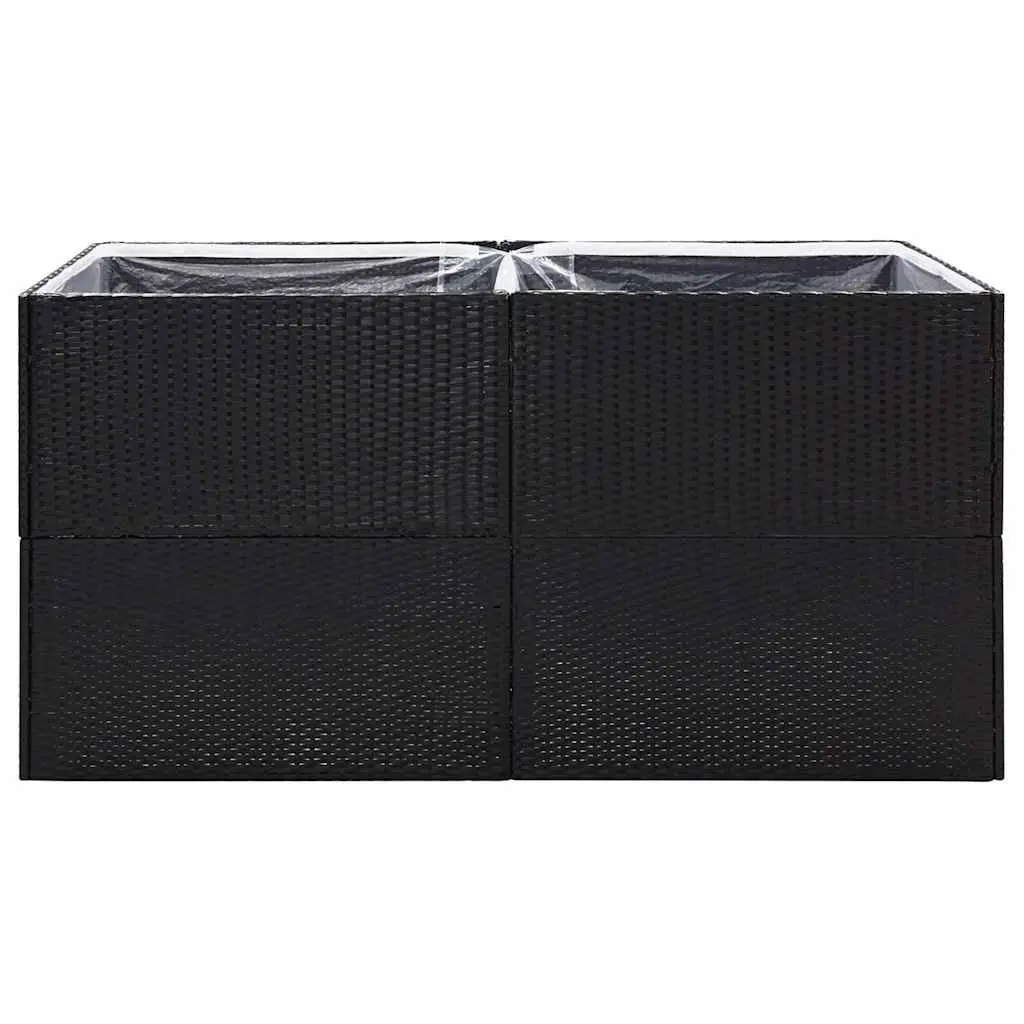 Garden Planter Box PE Rattan 157x80x80cm Black