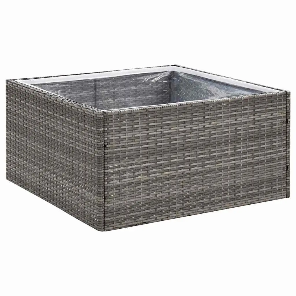 Garden Planter PE Rattan 80x80x40cm Grey Steel Frame