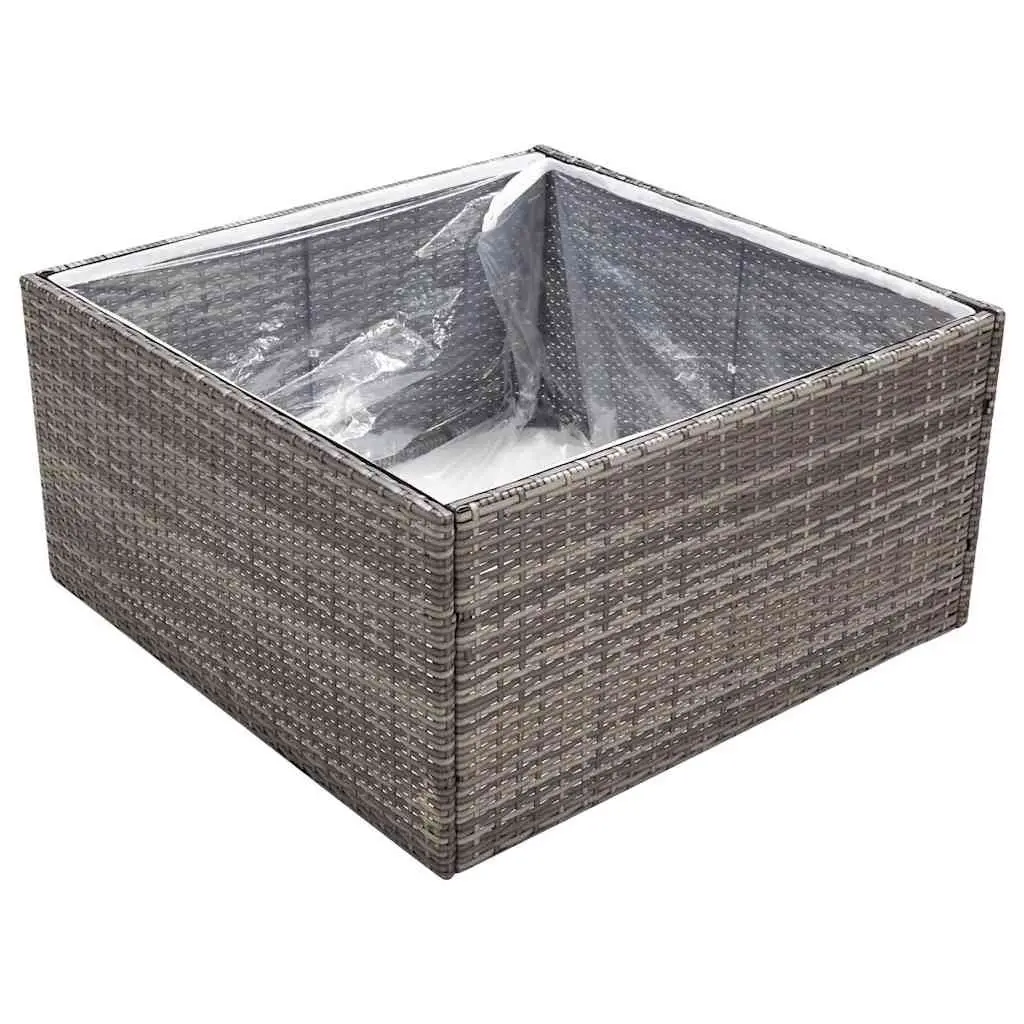 Garden Planter PE Rattan 80x80x40cm Grey Steel Frame