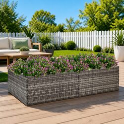 Durable Grey Poly Rattan Garden Planter Box for Outdoor Use