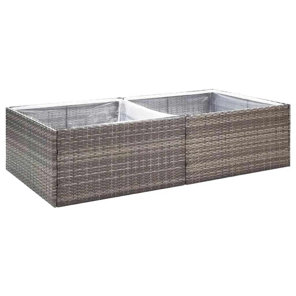 Garden Planter Box Grey PE Rattan Steel Frame 157L x 80W x 40H cm Outdoor Flower Plant Container