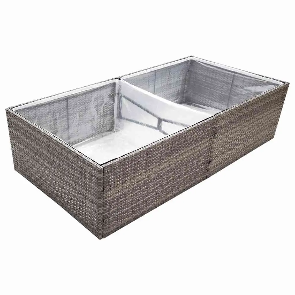 Garden Planter Box Grey PE Rattan Steel Frame 157L x 80W x 40H cm Outdoor Flower Plant Container