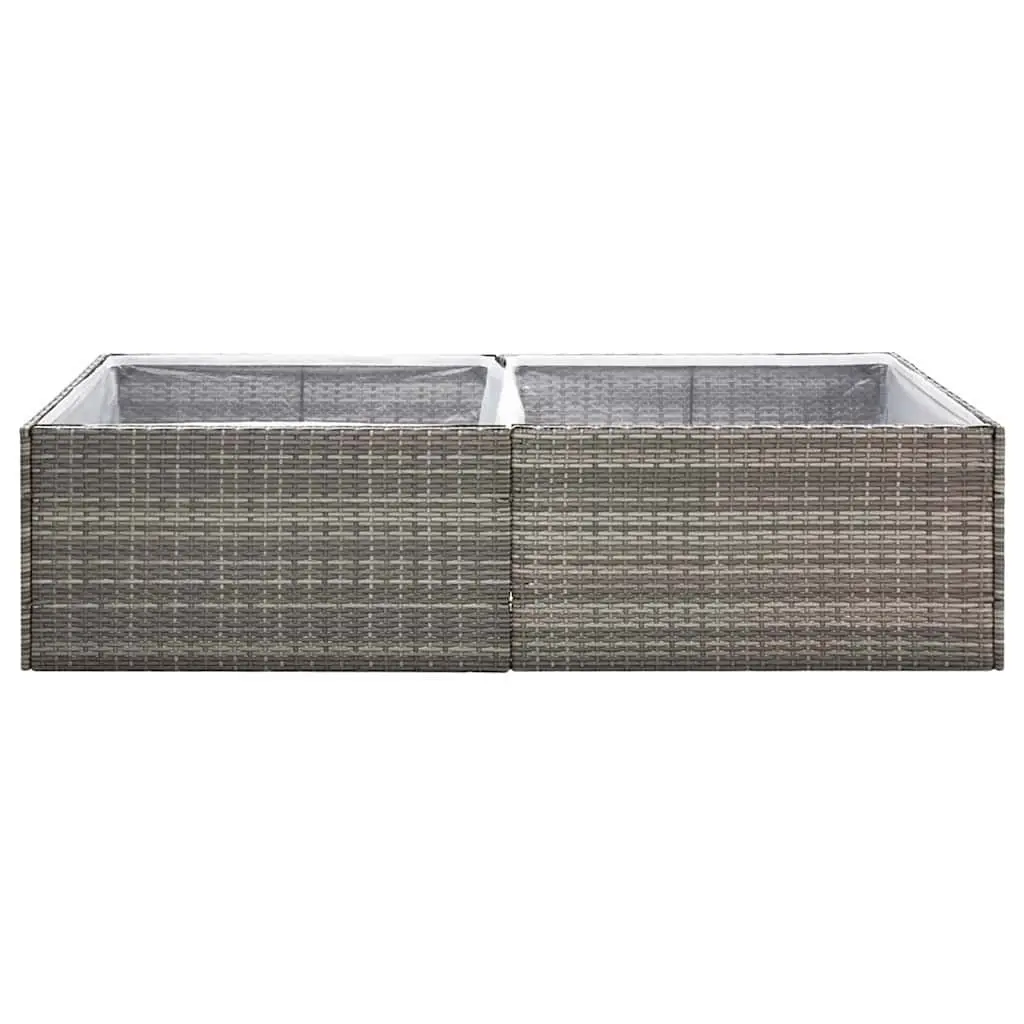 Garden Planter Box Grey PE Rattan Steel Frame 157L x 80W x 40H cm Outdoor Flower Plant Container