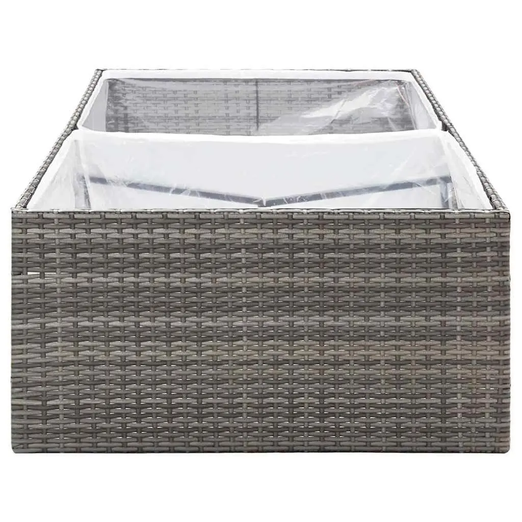 Garden Planter Box Grey PE Rattan Steel Frame 157L x 80W x 40H cm Outdoor Flower Plant Container