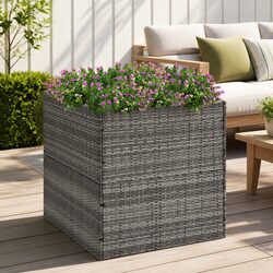 Sturdy Grey Garden Planter 80x80x80 cm Poly Rattan