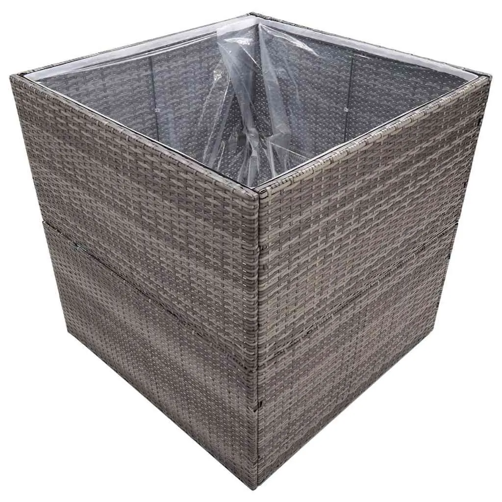Garden Planter PE Rattan 80x80x80 cm Grey Outdoor Patio Box