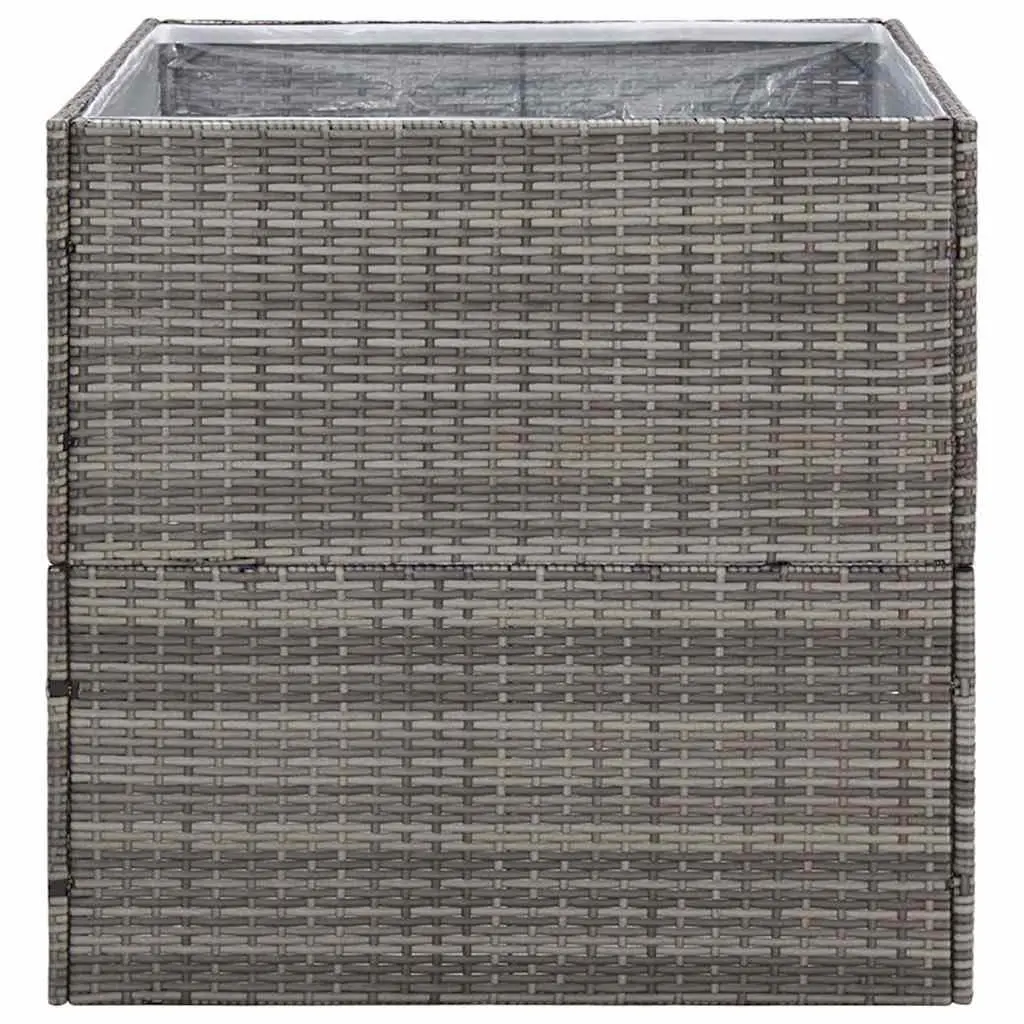 Garden Planter PE Rattan 80x80x80 cm Grey Outdoor Patio Box