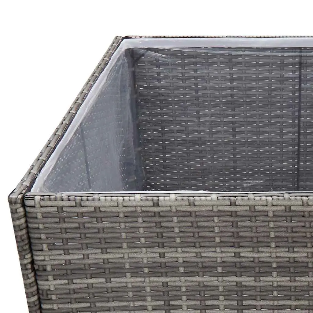 Garden Planter PE Rattan 80x80x80 cm Grey Outdoor Patio Box