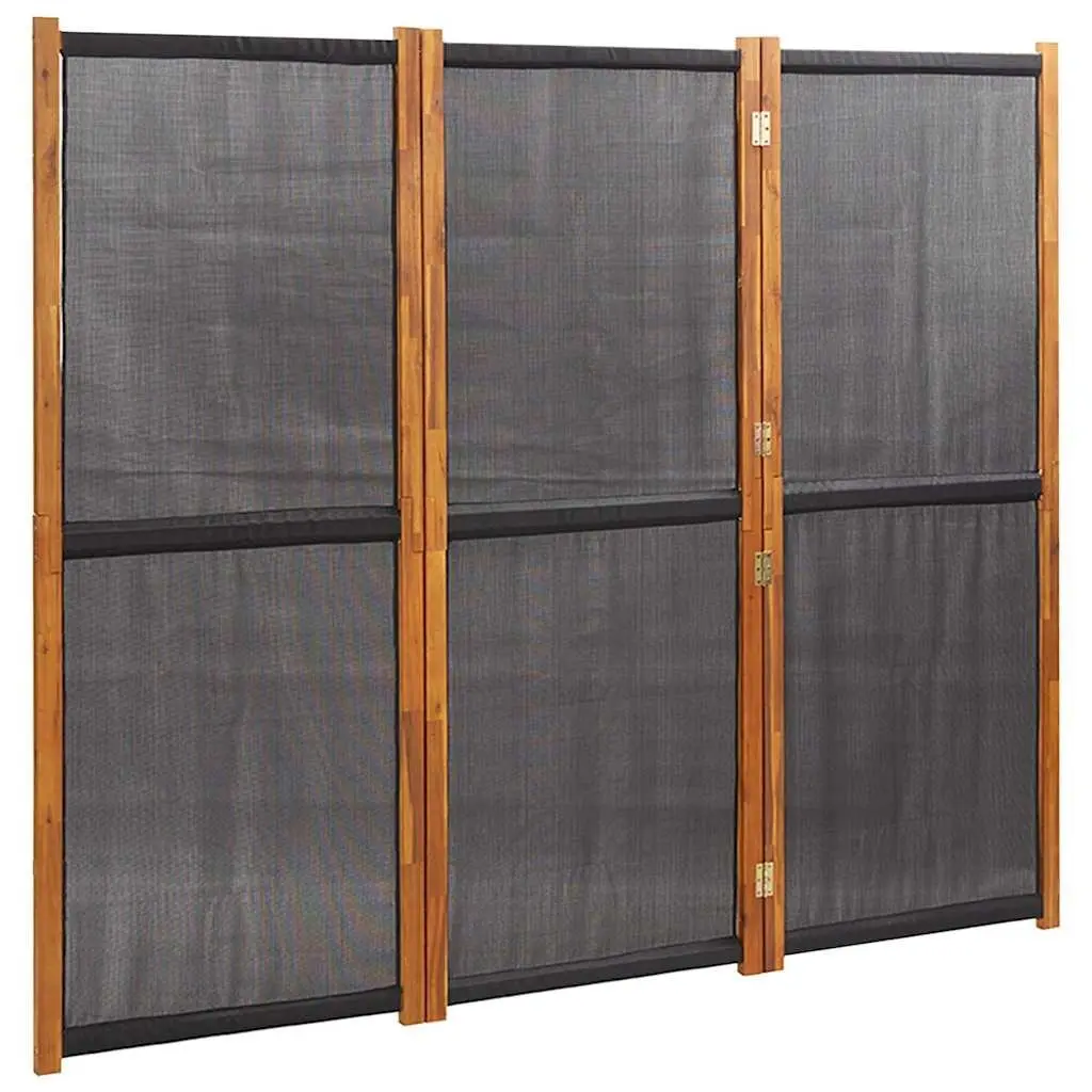 Black Folding Room Divider with 3 Panels