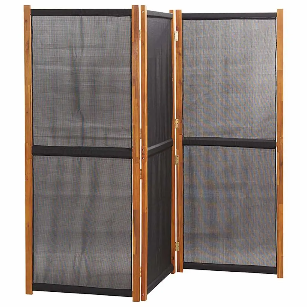Black Folding Room Divider with 3 Panels