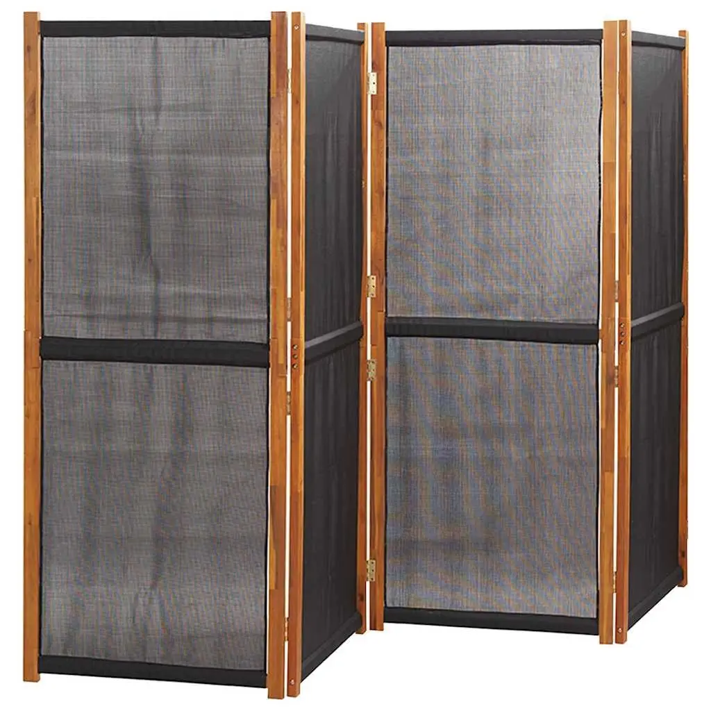 4-Panel Folding Privacy Partition in Black