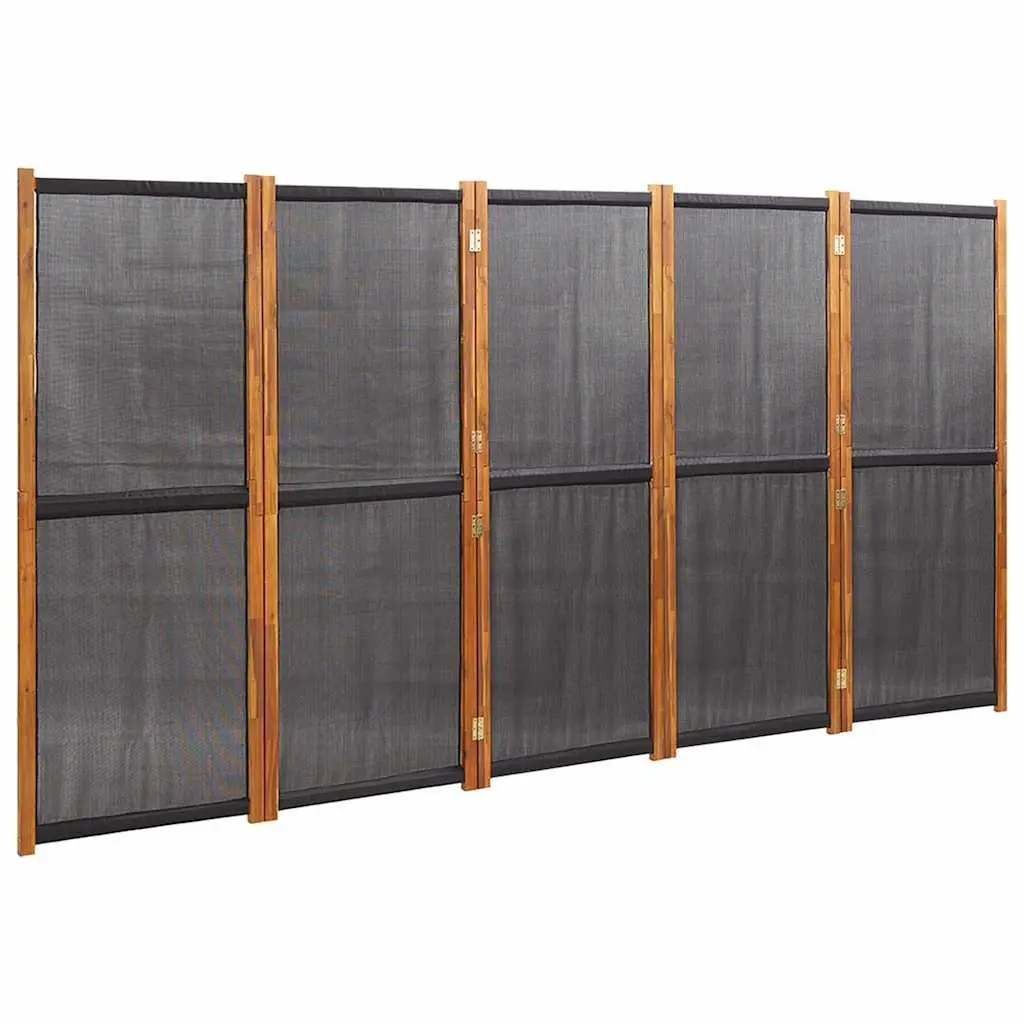 5-Panel Room Divider Black Foldable Privacy Screen