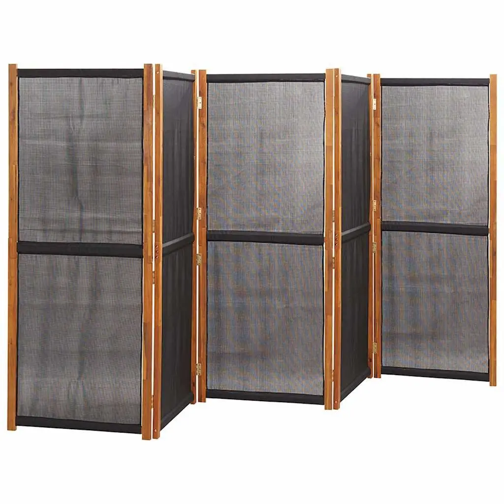 5-Panel Room Divider Black Foldable Privacy Screen