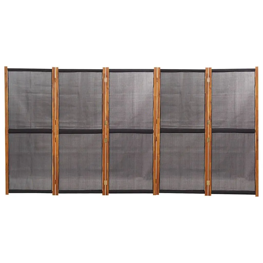 5-Panel Room Divider Black Foldable Privacy Screen