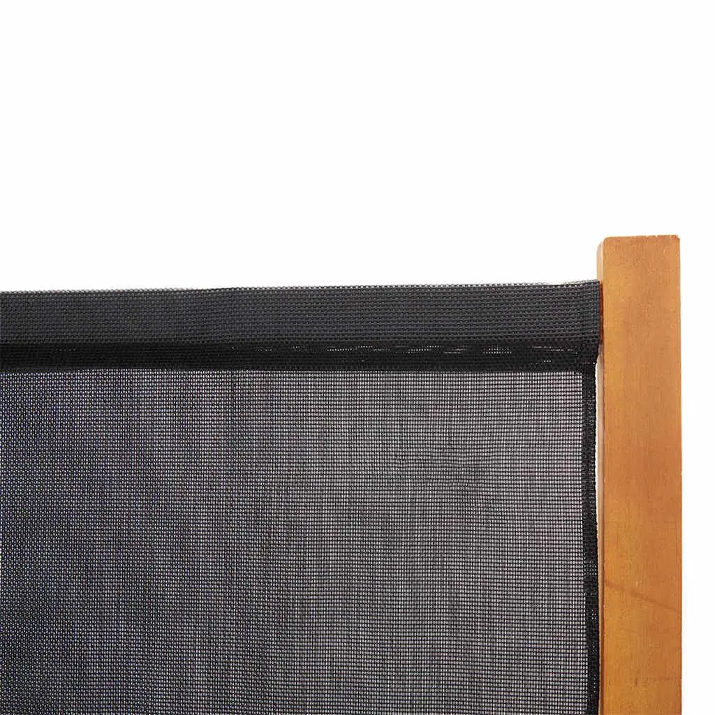 5-Panel Room Divider Black Foldable Privacy Screen