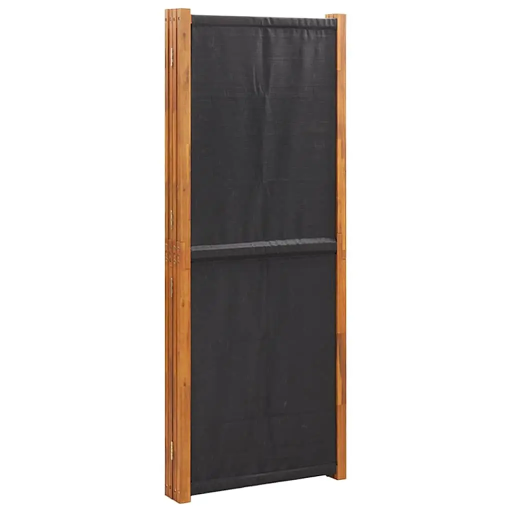 5-Panel Room Divider Black Foldable Privacy Screen