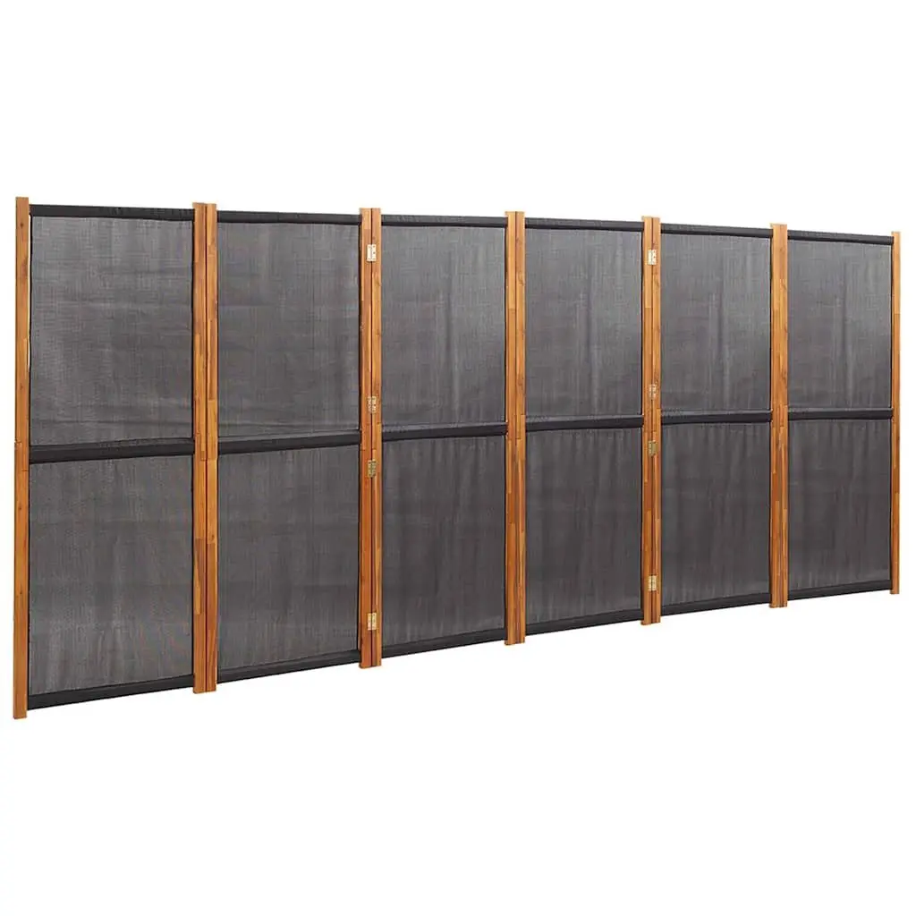 Black Folding 6-Panel Room Divider Screen for Privacy
