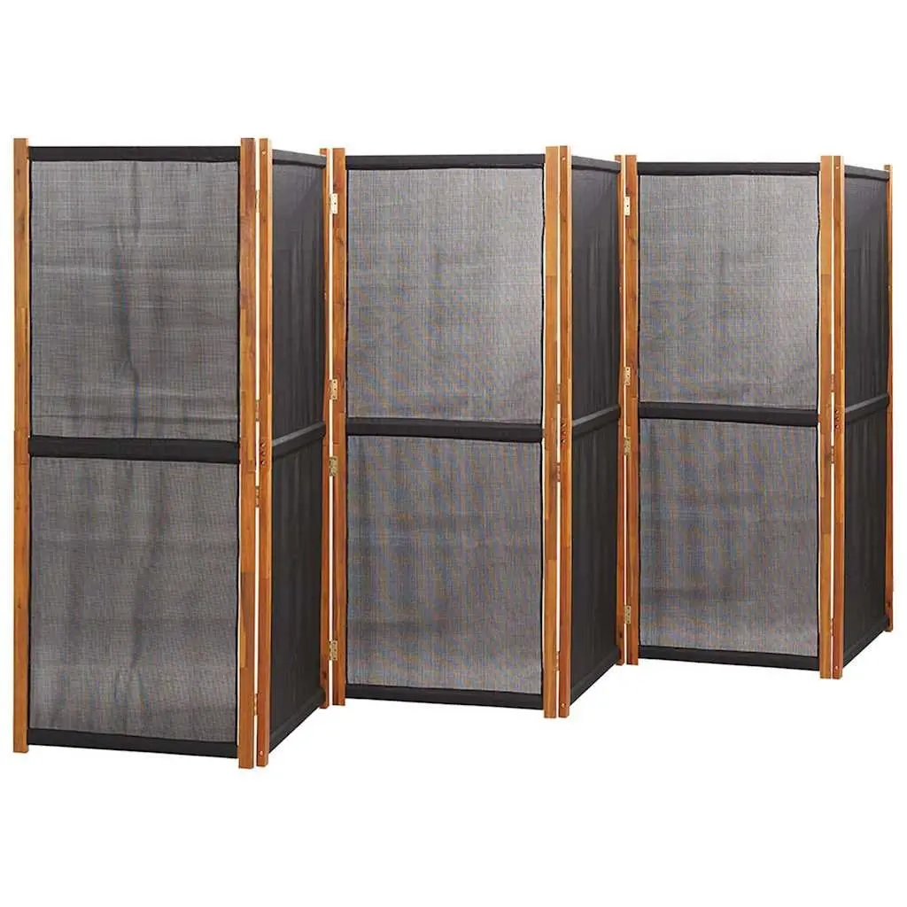 Black Folding 6-Panel Room Divider Screen for Privacy