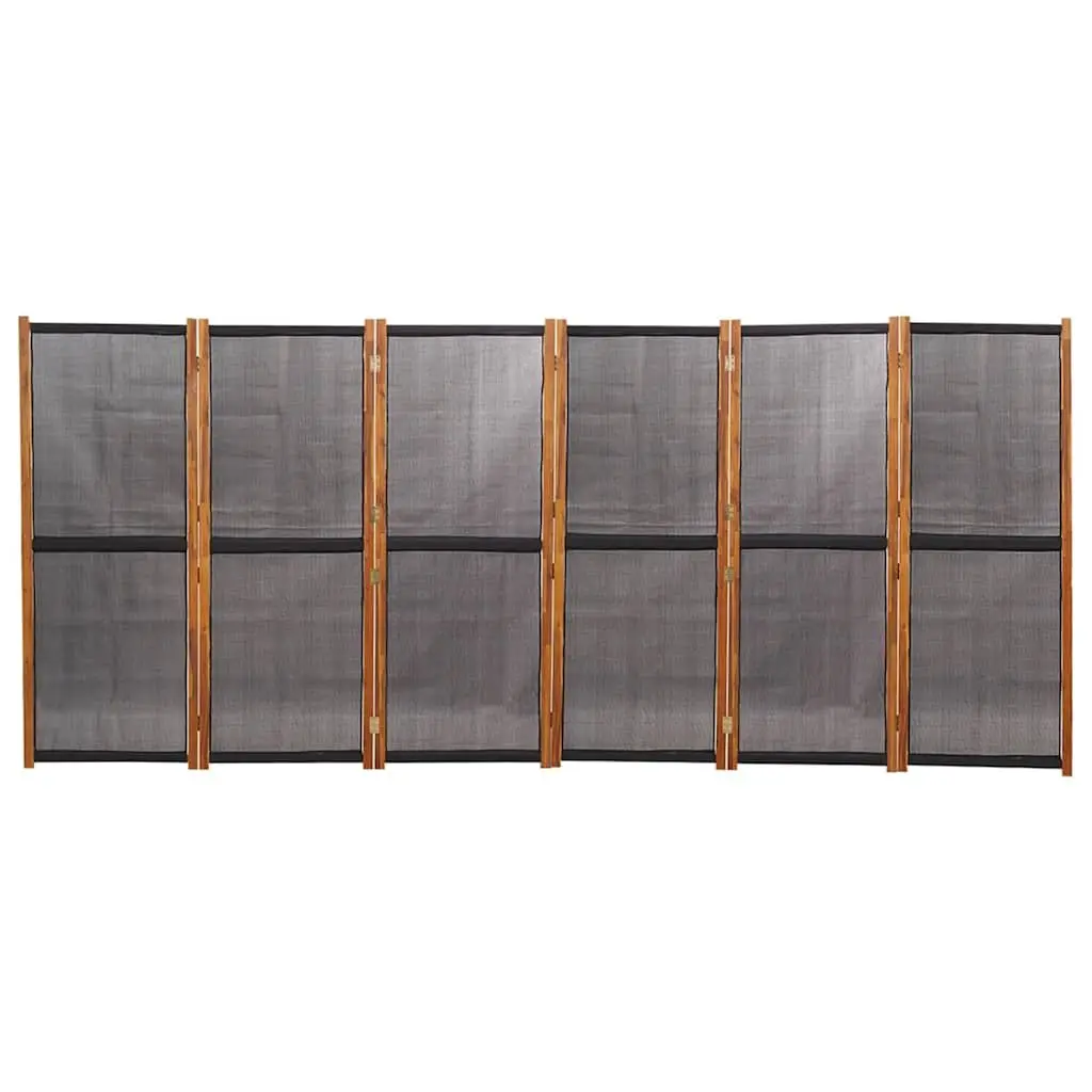 Black Folding 6-Panel Room Divider Screen for Privacy